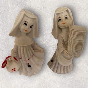 Vintage Fontanini Simonetti 2 NUN FIGURINES, Depose Italy, ~4” Tall. GUC.